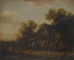 Een Gevogelte Markt Voor een Dorpsherberg
